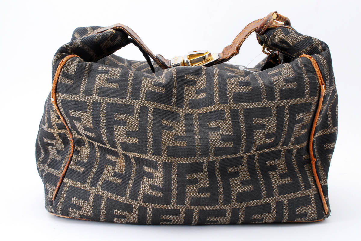 1円スタート】FENDI フェンディ ズッカ キャンバス レザー 