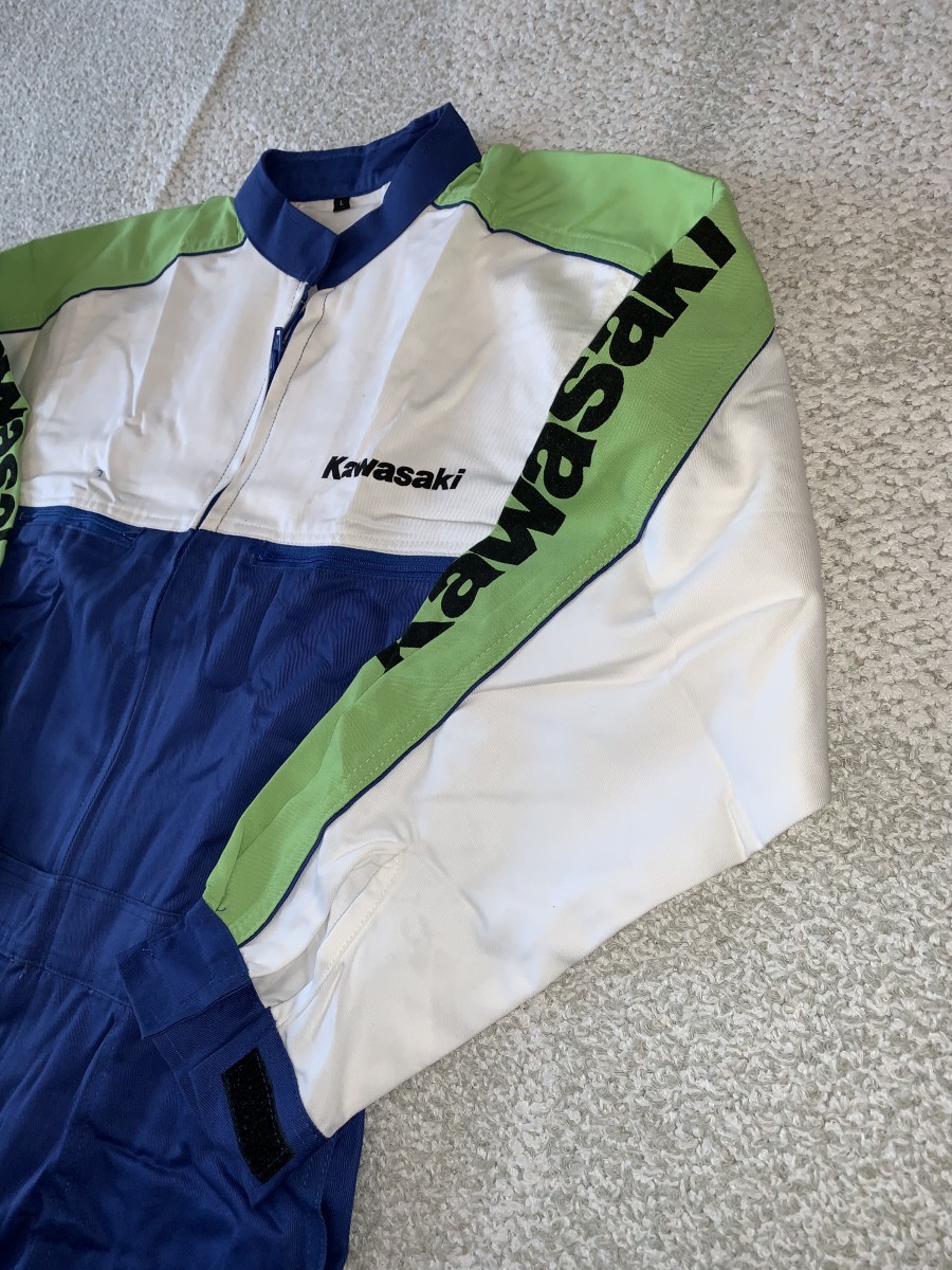 カワサキ KAWASAKI メカニックスーツ グレー LLサイズ つなぎ 作業着
