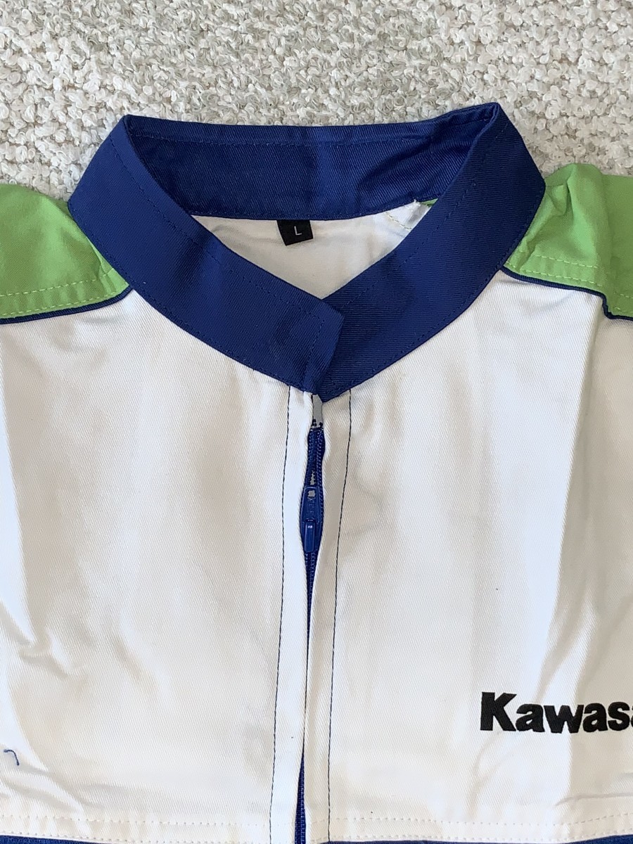 カワサキ KAWASAKI メカニックスーツ グレー LLサイズ つなぎ 作業着