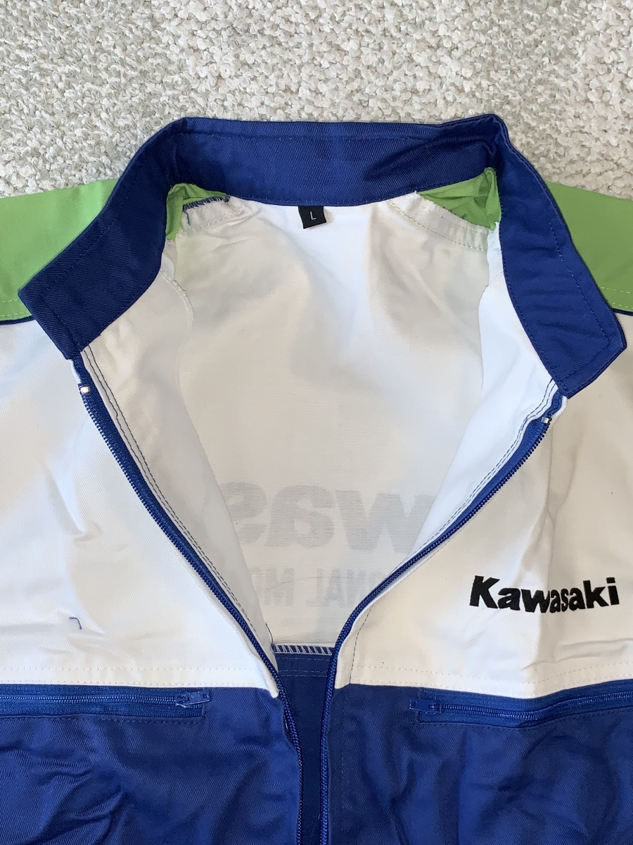 カワサキ KAWASAKI メカニックスーツ グレー LLサイズ つなぎ 作業着