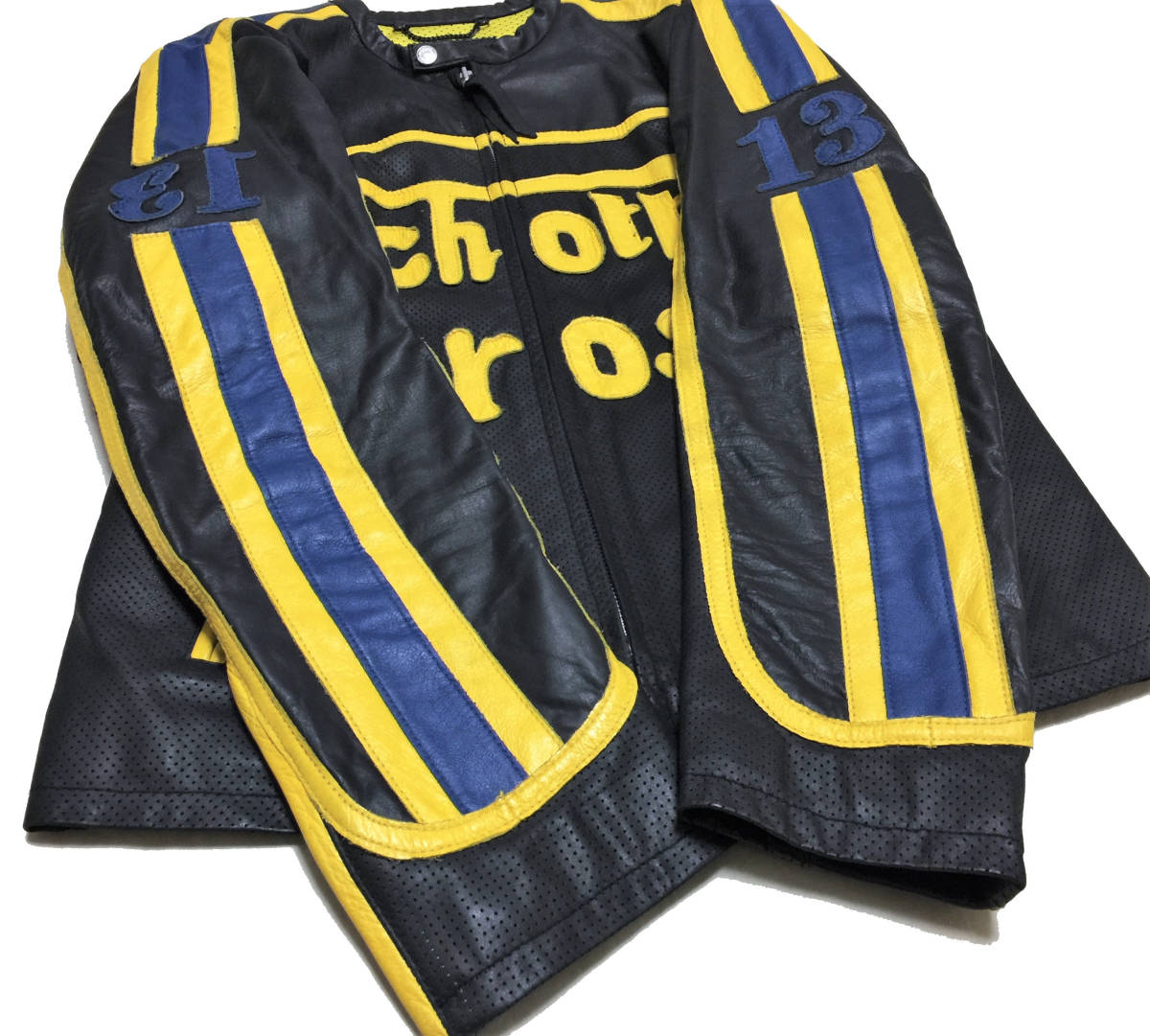 Schott ショット パンチングレザーシングルライダースジャケット S