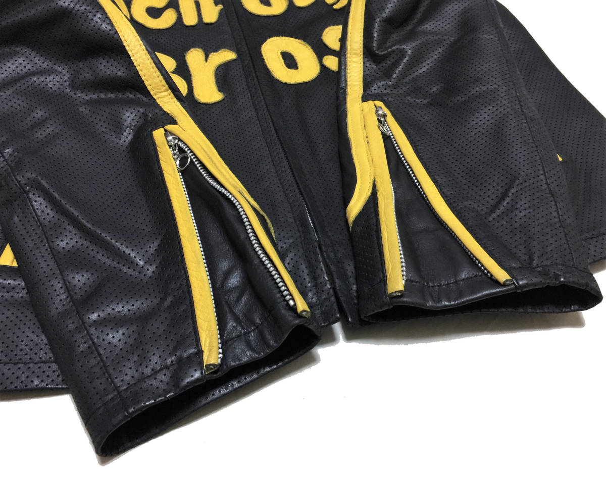 美品 Schott ショット 牛革 パンチングレザー ワッペン メッシュ裏地