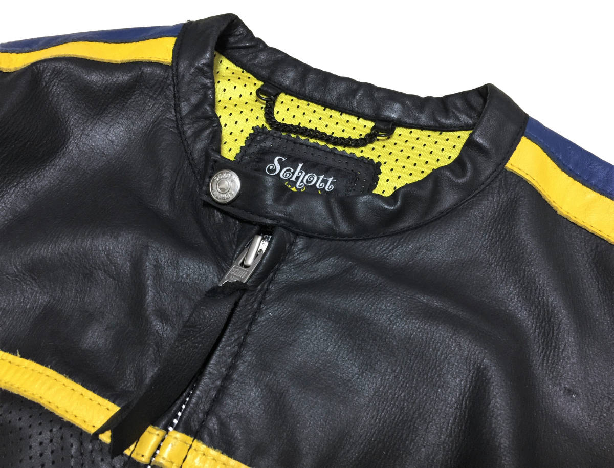 Schott ショット パンチングレザーシングルライダースジャケット S