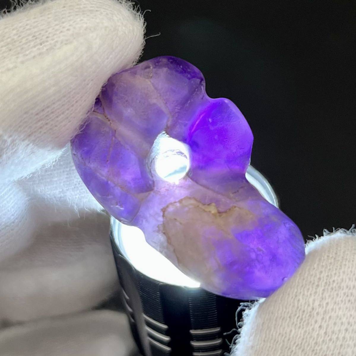 □縄文期 紫水晶 異形 勾玉3.6cm□伝青森県□装身具古墳期大珠縄文弥生 