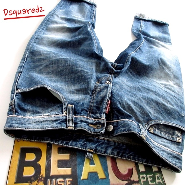 1円~ DSQUARED2 ディースクエアード クロップド デニム 細すぎない大人 