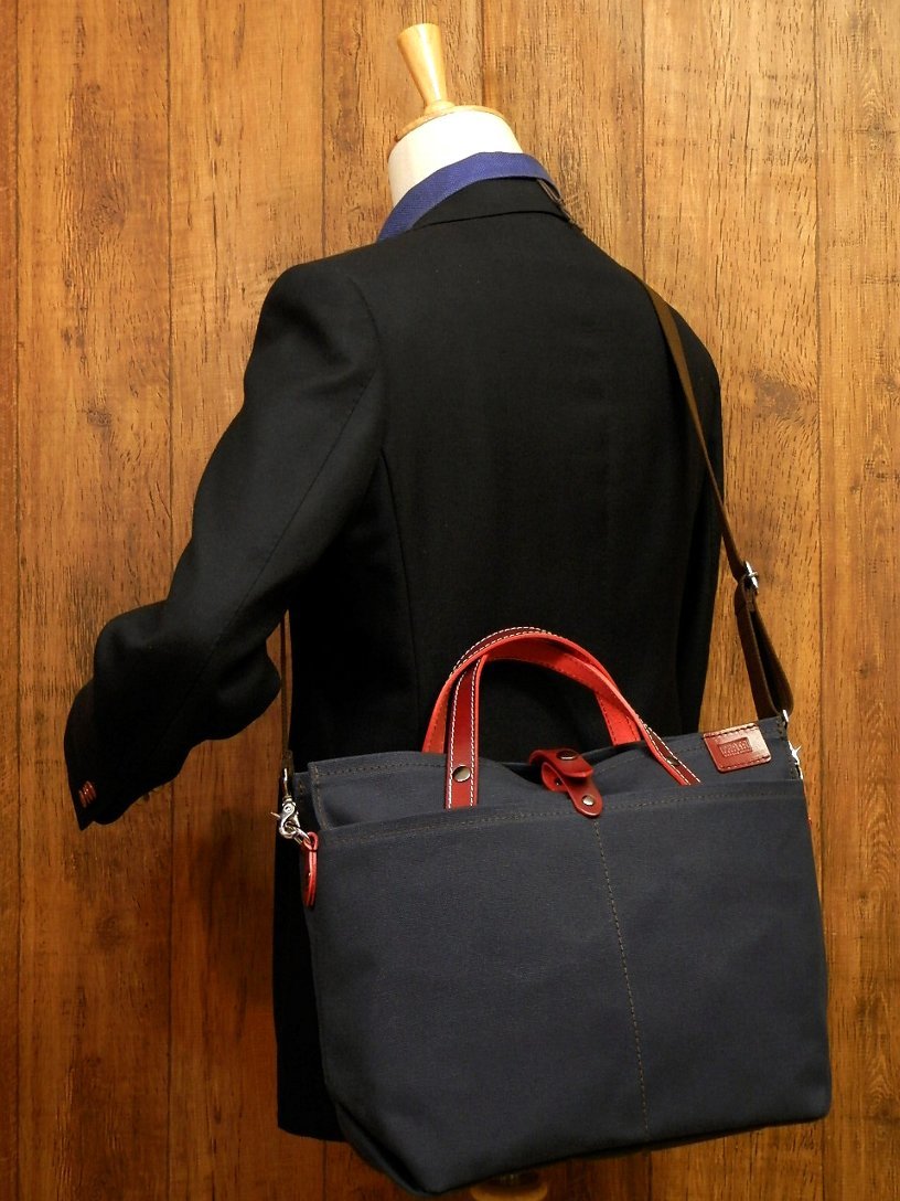 ◎赤が良い◎Hand made帆布×レザーのショルダーバッグ！◎紺ネイビー 
