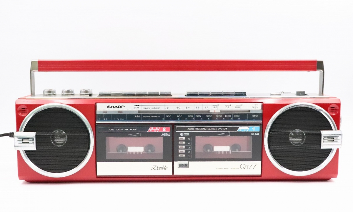 SHARP シャープ -(sharp(カセットプレーヤー)の 赤 ステレオヘッドホン