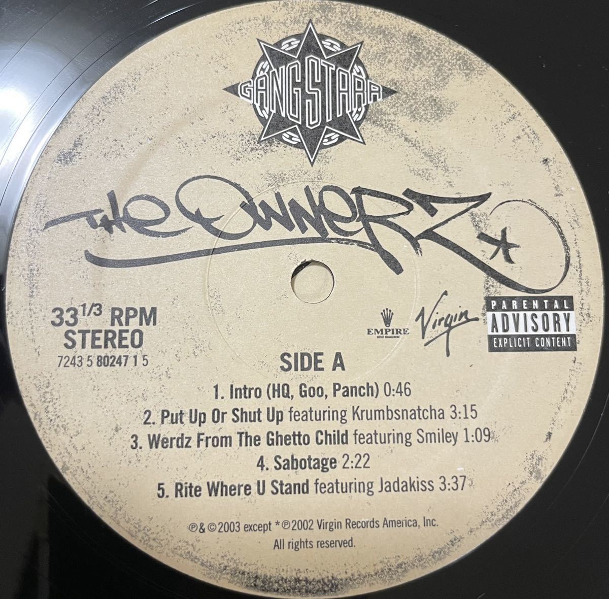 USオリジナル！ Gang Starr The Ownerz