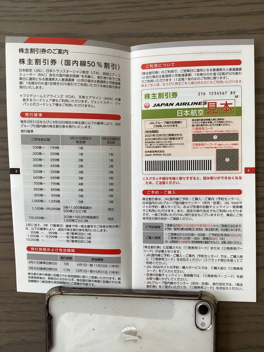 ★JAL 株主優待券 2枚セット ジャル 日本航空 2023年５月まで有効 片道１区間５０％割引 レターパックライトにて送料無料！！_3