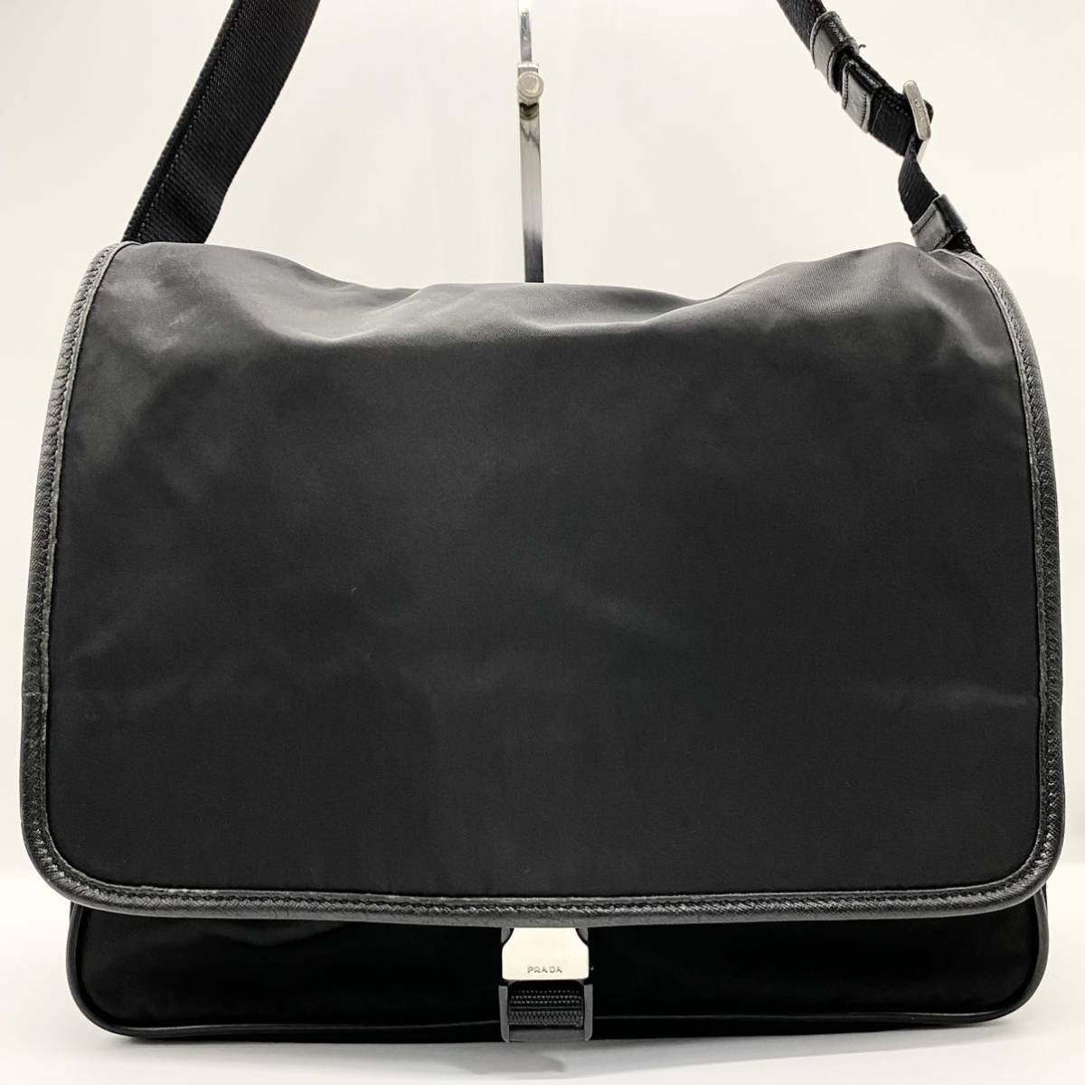 1円〜《美品》PRADA プラダ 三角ロゴ サフィアーノレザー ナイロン