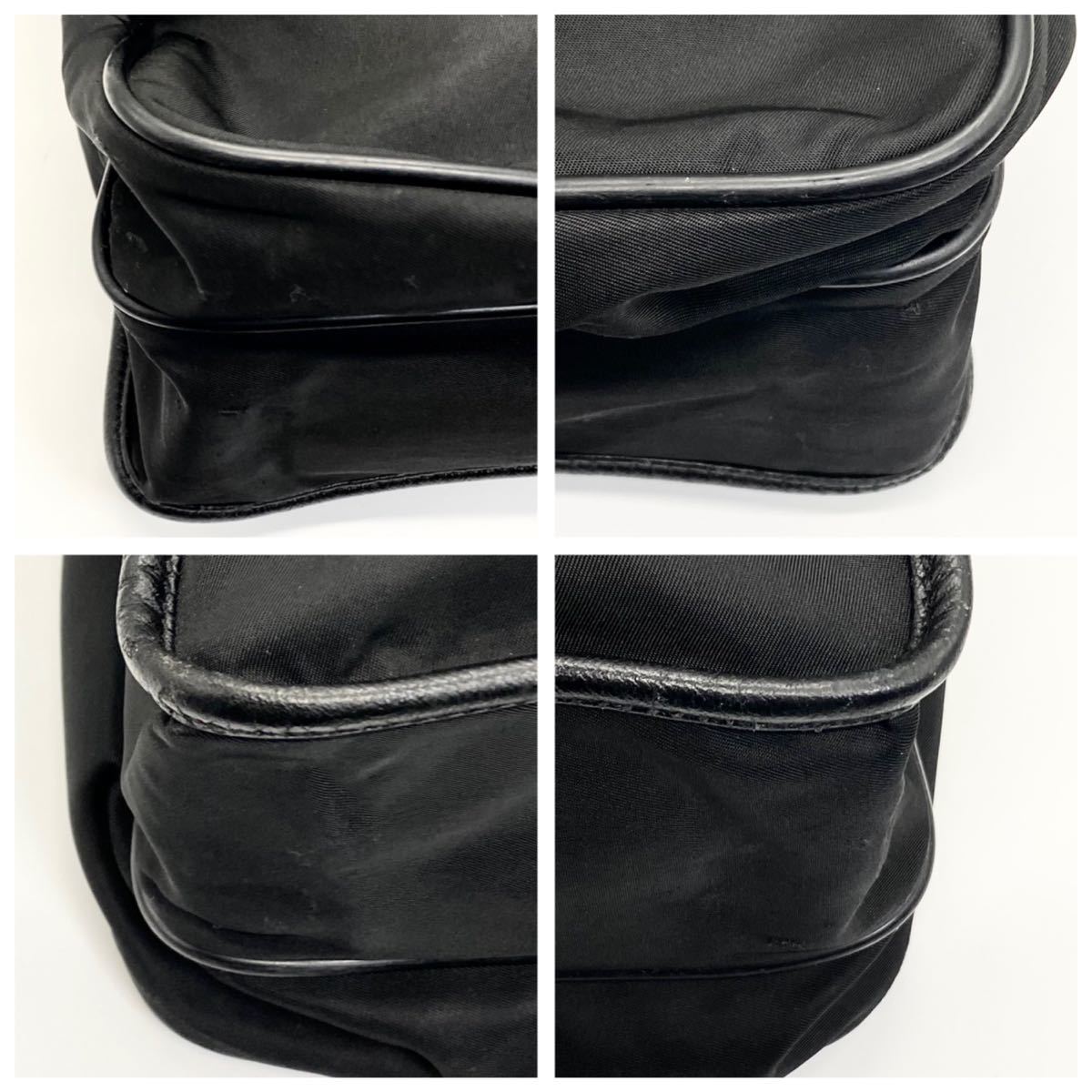 1円〜《美品》PRADA プラダ 三角ロゴ サフィアーノレザー ナイロン 