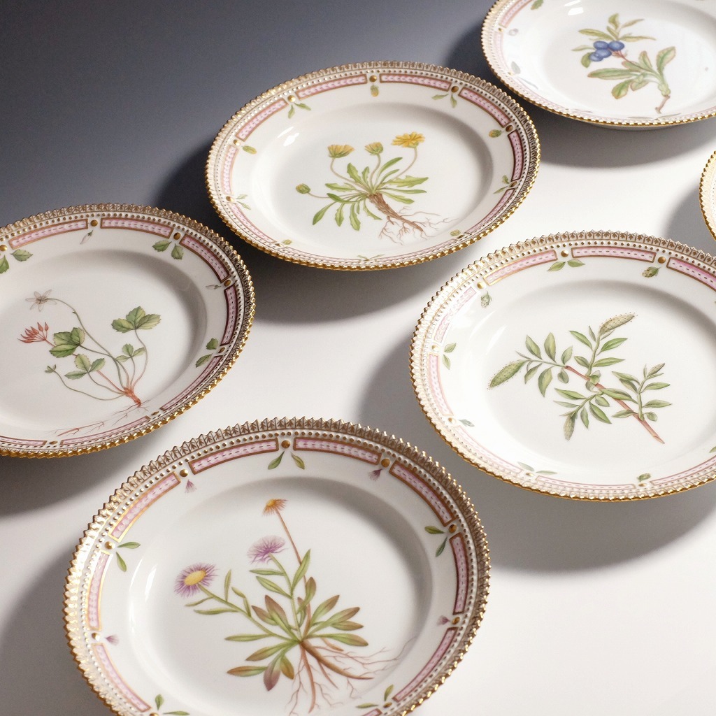 【美品】希少◆ロイヤルコペンハーゲン/Royal Copenhagen/フローラダニカ/Flora Danica プレート６枚セット◆最高峰◆金彩_2