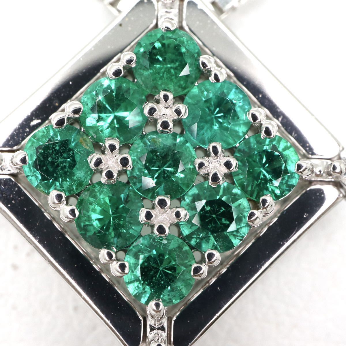 TASAKI(田崎真珠)】天然エメラルドネックレス メレダイヤ 0.05ct K18WG 