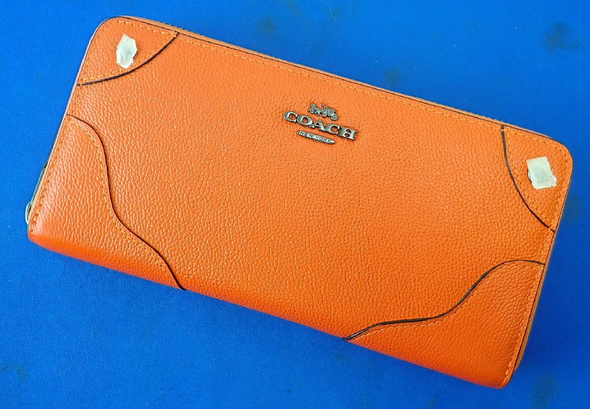 ◎未使用 COACH コーチ ラウンドジップ 長財布 F52645 オレンジ レザー 