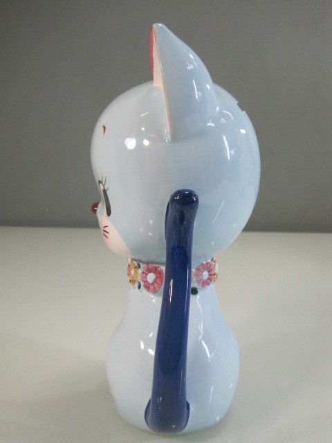 内藤ルネ RUNE ネコ 陶器 貯金箱 置物 オブジェ 高さ 22，5cm 美