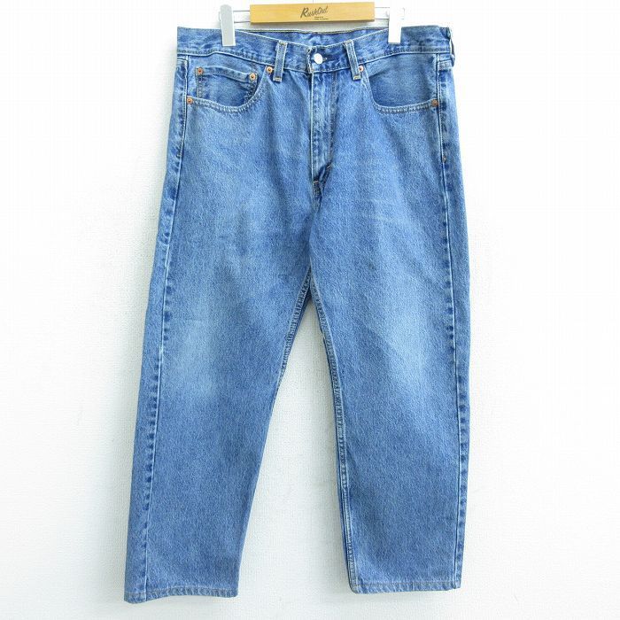W36/古着 ジーンズ Levis リーバイス 505 メンズ コットン 紺 ネイビー デニム 22may23 中古 ボトムス ジーパン Gパン ロング パンツ