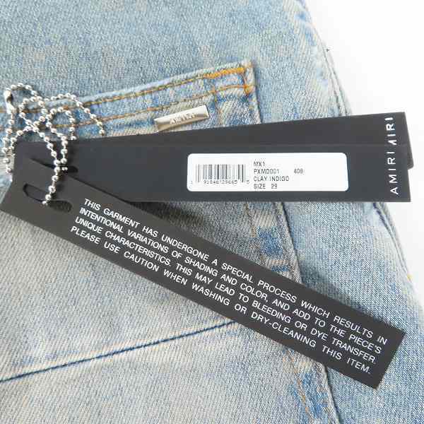 JPタグ】AMIRI/アミリ MX1 JEAN クラッシュ加工/レザーパッチスキニー 