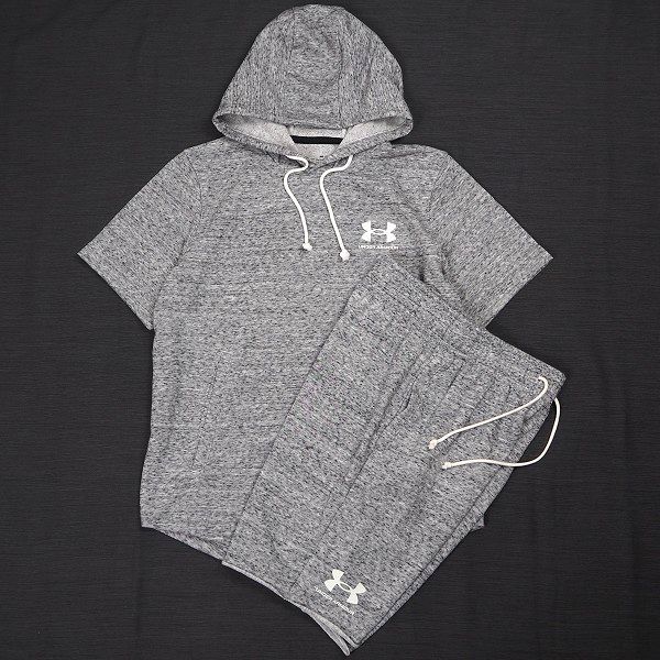  N445 UNDER ARMOUR アンダーアーマー 上下セット スウェット 半袖 パーカー ハーフパンツ セットアップ 速乾性 薄手 L グレー(アディダス)｜売買されたオークション情報、yahooの商品情報をアーカ スウェット