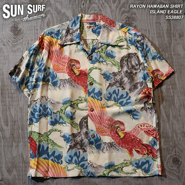 【XL】SUN SURF　サンサーフ RAYON HAWAIIAN SHIRT ISLAND EAGLE SS38807 ハワイアンシャツ アイランドイーグル 縮緬アロハシャツ