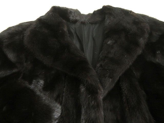 ミンク MINK 裏地ロゴ柄 美品▽MITSUKOSHI 三越 本毛皮コート 本毛皮 裏地