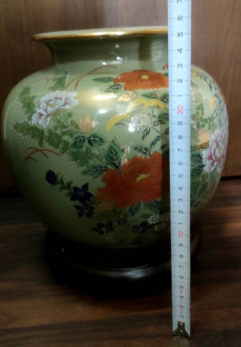 九谷焼 九谷 美泉 色絵花図 花瓶/花器 花入 飾壺 置物 陶器 古美術品 