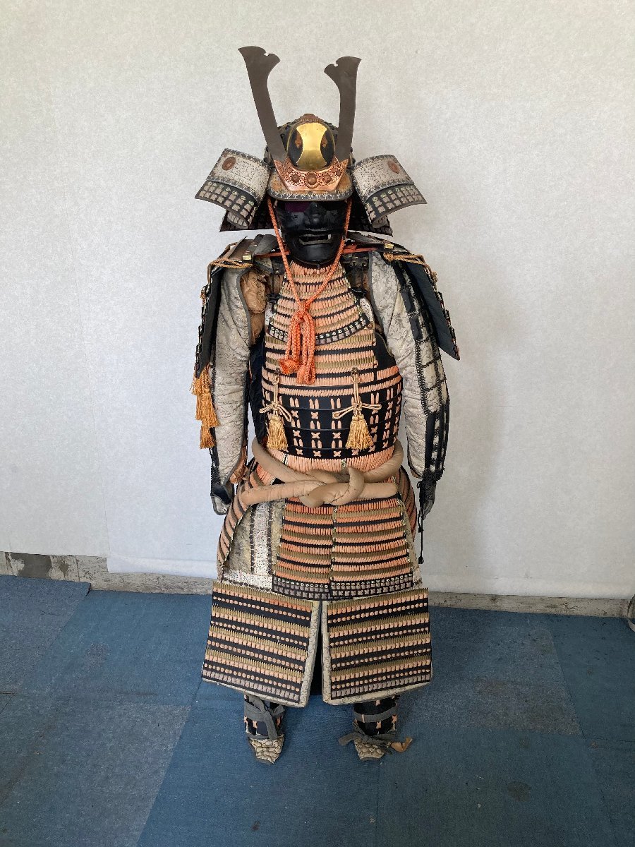 直接店頭お渡し i☆MA○等身大 旧家蔵出し 時代甲冑 鉄地 甲冑 鎧 面頬 