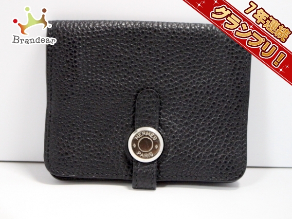 エルメス 名刺入れ ドゴン 黒 シルバー金具 トゴ HERMES