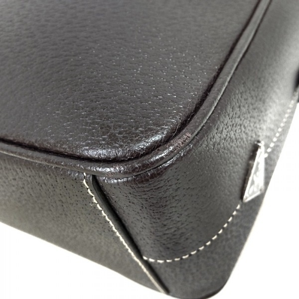 プラダ PRADA ハンドバッグ - レザー ダークブラウン バッグ PRADA ダークブラウン プラダ メルカリ 革タグ ハンドバッグ(レディース