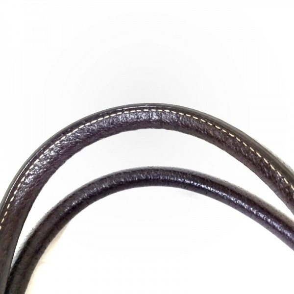 プラダ PRADA ハンドバッグ - レザー ダークブラウン バッグ PRADA ダークブラウン プラダ メルカリ 革タグ ハンドバッグ(レディース