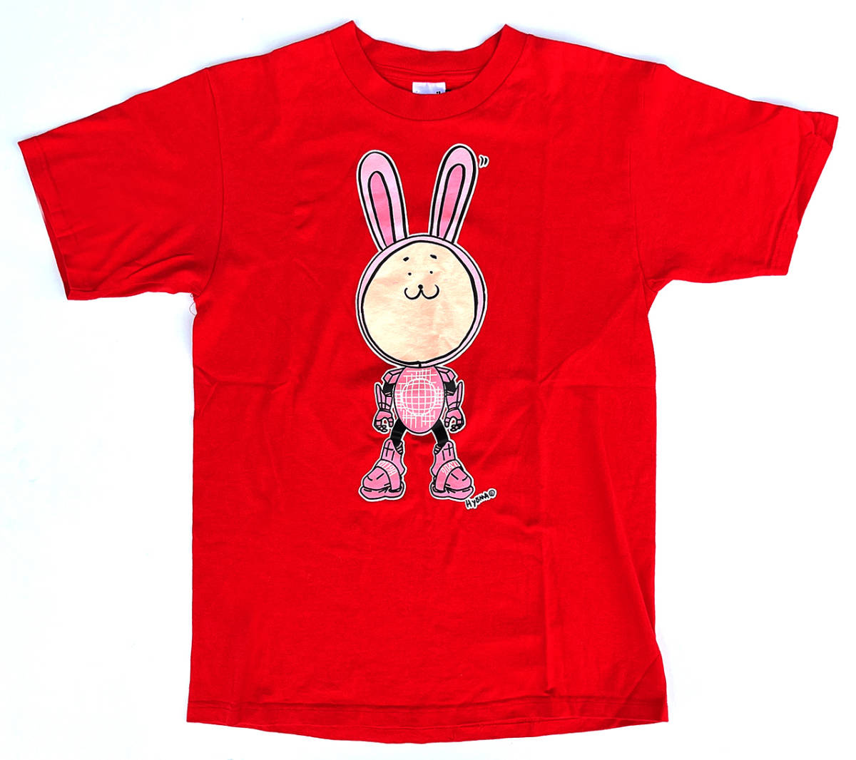 ★20471120 HYOMA ヒョーマ Tシャツ Mサイズ アメリカ製 赤 レッド ウサギ ラビット