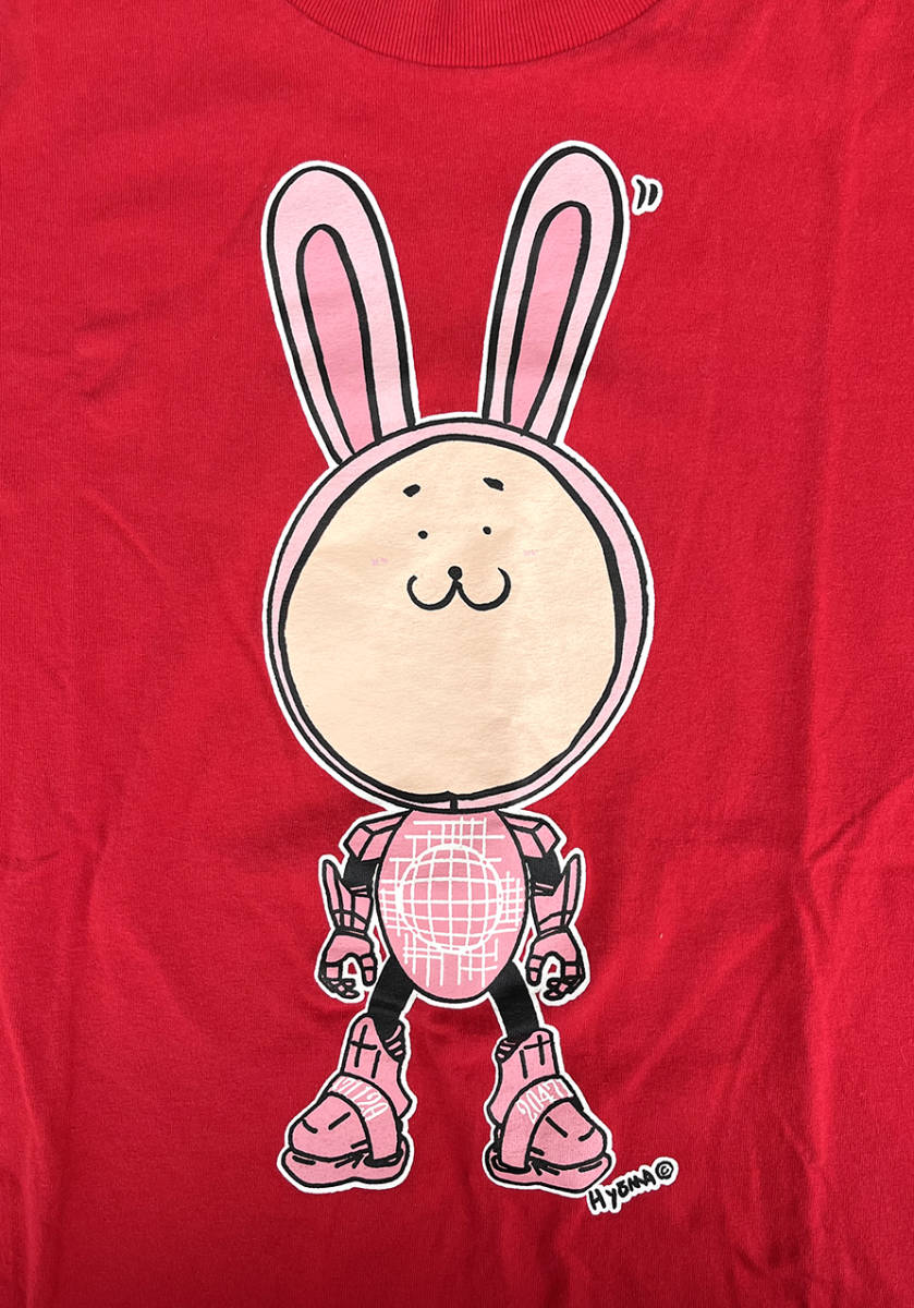 ★20471120 HYOMA ヒョーマ Tシャツ Mサイズ アメリカ製 赤 レッド ウサギ ラビット