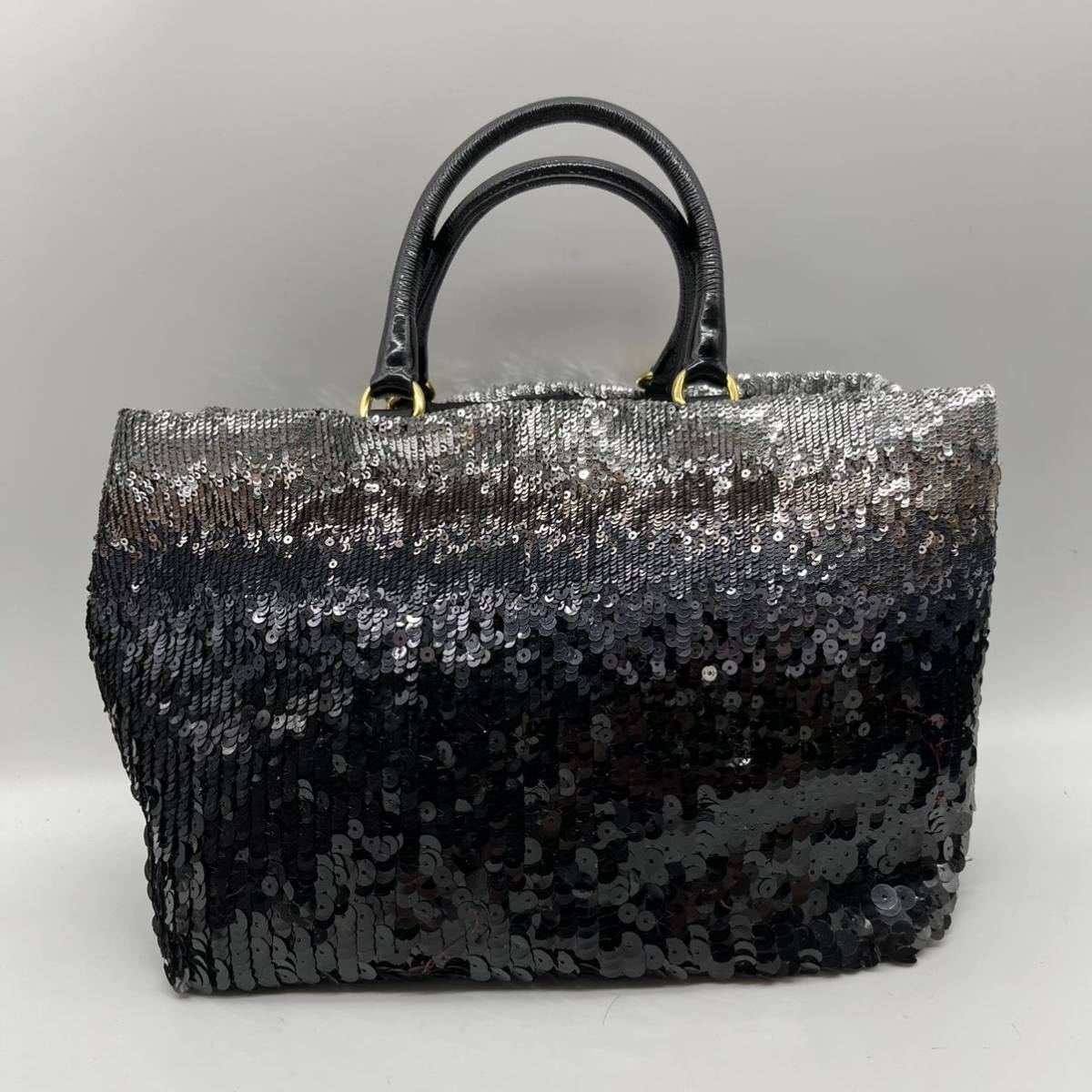1円〜【極美品】プラダ PRADA トートバッグ ハンドバッグ スパンコール 