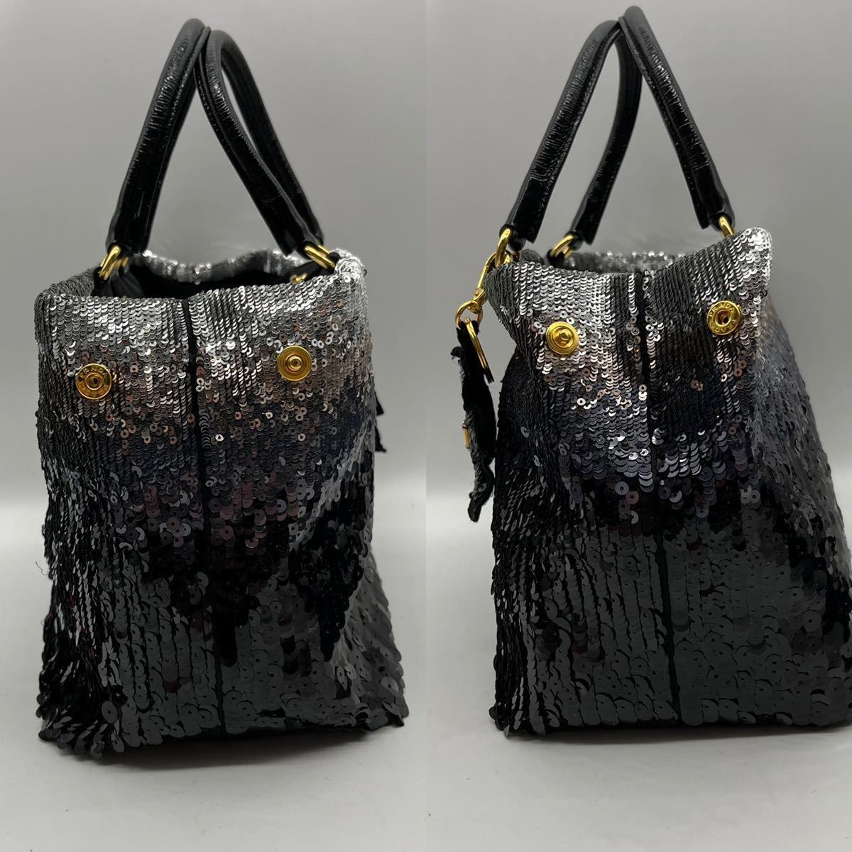 1円〜【極美品】プラダ PRADA トートバッグ ハンドバッグ スパンコール 