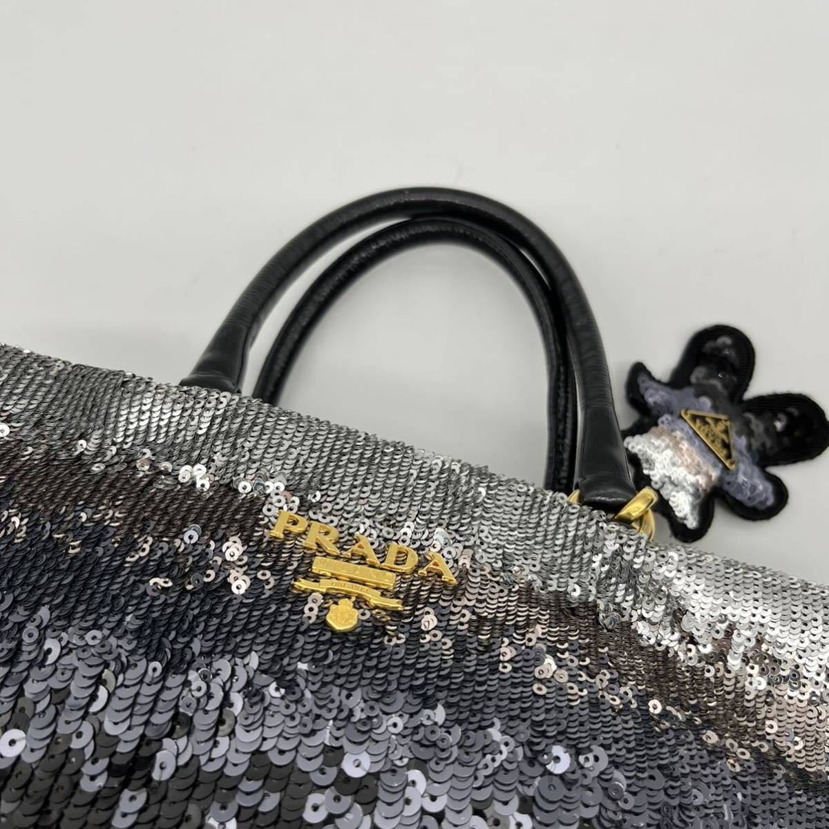 1円〜【極美品】プラダ PRADA トートバッグ ハンドバッグ スパンコール 