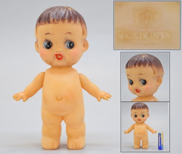 当時物 中嶋製作所 デコちゃん おかっぱ ソフビ 日本製 全長約13.5cm