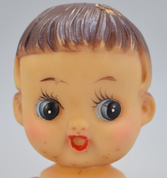 当時物 中嶋製作所 デコちゃん おかっぱ ソフビ 日本製 全長約13.5cm