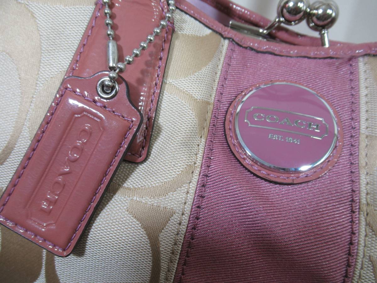 COACH コーチ がま口 シグネチャーハンドバッグ トートバッグ 