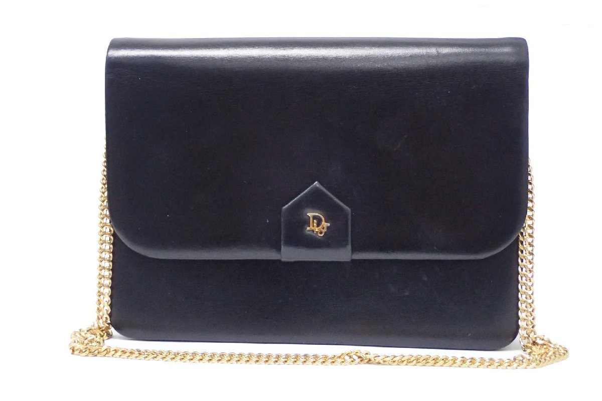 1円 【Christian Dior】 クリスチャンディオール オールド ヴィンテージ CD レザー 2WAY チェーン ショルダーバッグ クラッチ ◆美品 クリスチャンディオール 1円 ChristianDior (約11号) M ライン