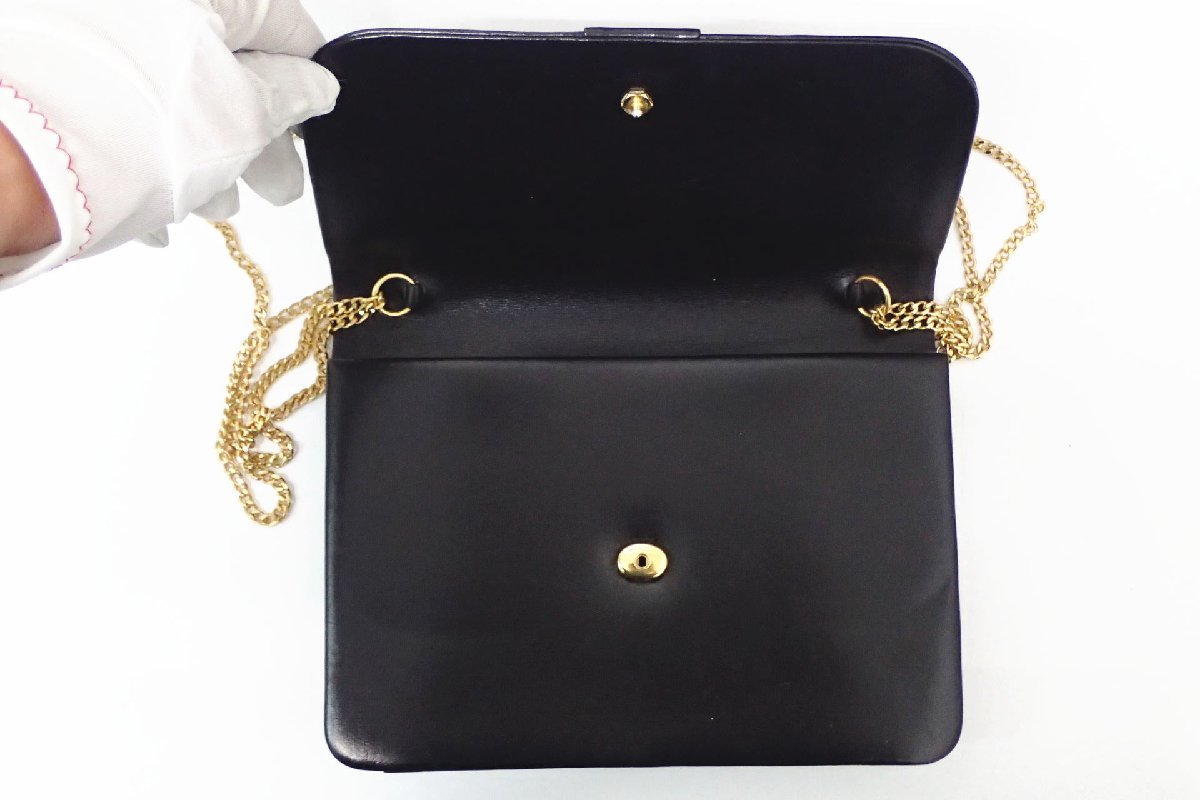 1円 【Christian Dior】 クリスチャンディオール オールド ヴィンテージ CD レザー 2WAY チェーン ショルダーバッグ クラッチ ◆美品 クリスチャンディオール 1円 ChristianDior (約11号) M ライン