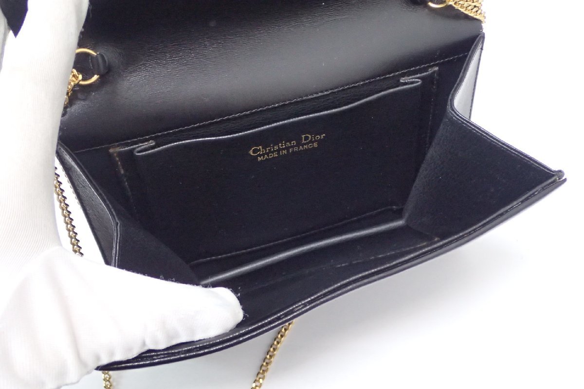 1円 【Christian Dior】 クリスチャンディオール オールド ヴィンテージ CD レザー 2WAY チェーン ショルダーバッグ クラッチ ◆美品 クリスチャンディオール 1円 ChristianDior (約11号) M ライン