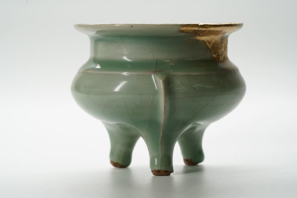 元時代〜明時代初期龍泉窯菊花文青磁皿/天龍青磁 骨董 中国古玩 茶道具