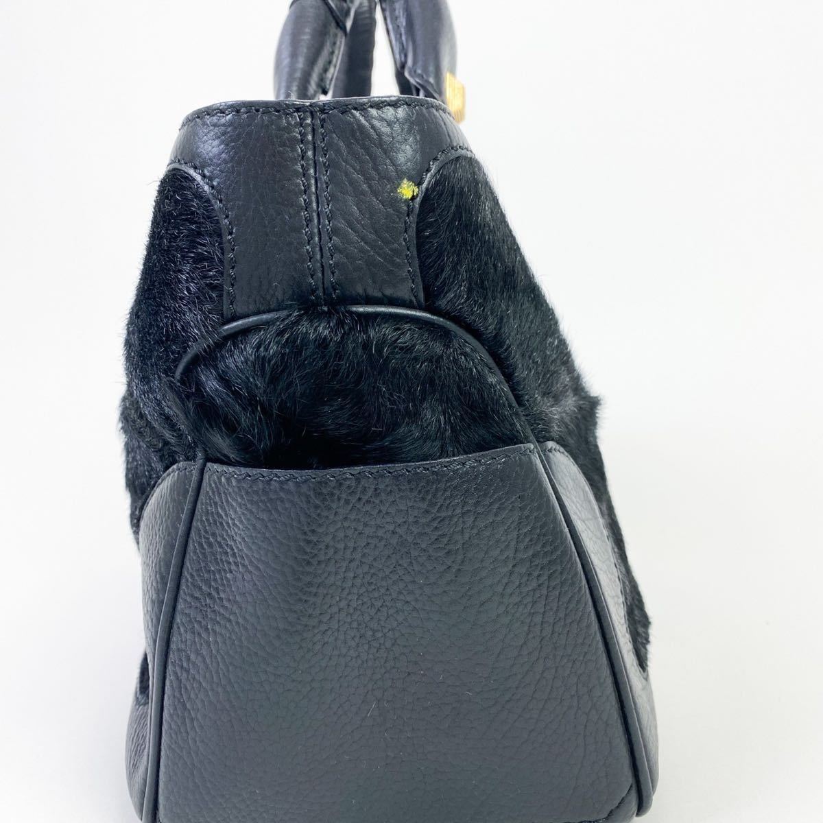 1円〜【極美品】CELINE セリーヌ ハンドバッグ ブギーバック ハラコ レザー スタッズ トリオンフ ゴールド金具 黒 ブラック カーフレザー セリーヌ ブギーバッグ ハンドバッグ マカダム □ [美品]