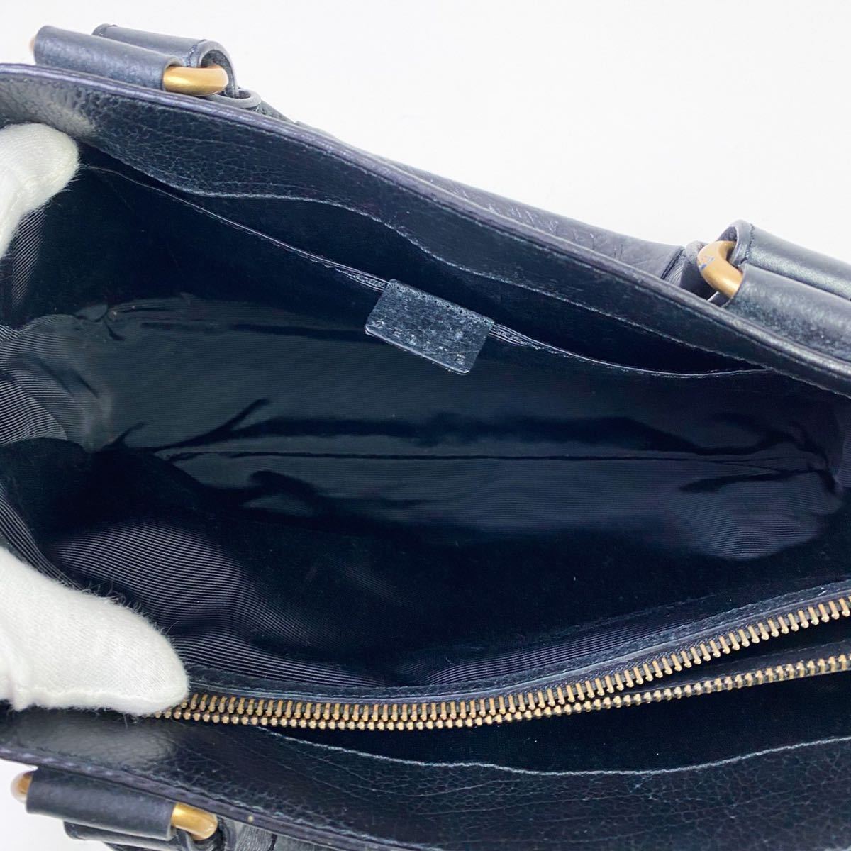 1円〜【極美品】CELINE セリーヌ ハンドバッグ ブギーバック ハラコ レザー スタッズ トリオンフ ゴールド金具 黒 ブラック カーフレザー セリーヌ ブギーバッグ ハンドバッグ マカダム □ [美品]