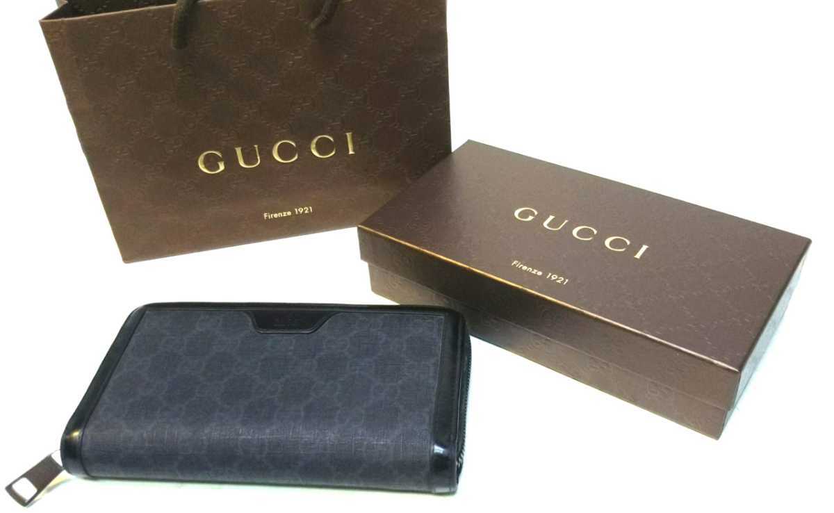 M※ GUCCI グッチ ラウンドファスナー 長財布 GG柄 ブラック 【公式通販】