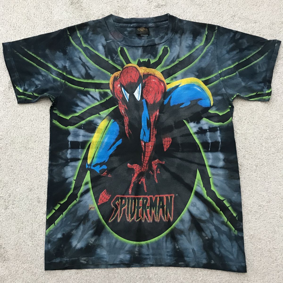 90s USA製 ビンテージ スパイダーマン 総柄 タイダイ Tシャツ 