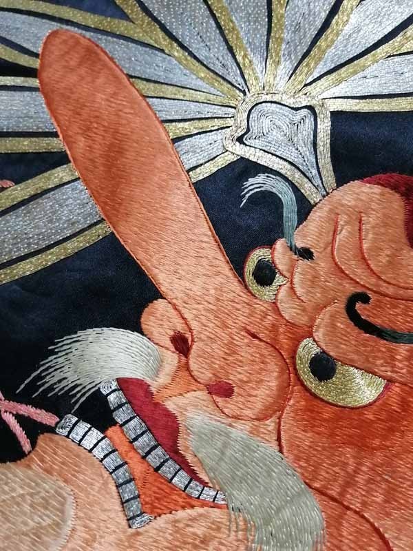 ☆きものさらさ アンティーク着物帯☆名古屋帯 見事な日本刺繍 菊 大正 