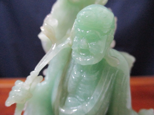☆中国 玉製 彫刻 人物 置物 羅漢 玉石 オブジェ 天然石 細工 仙人