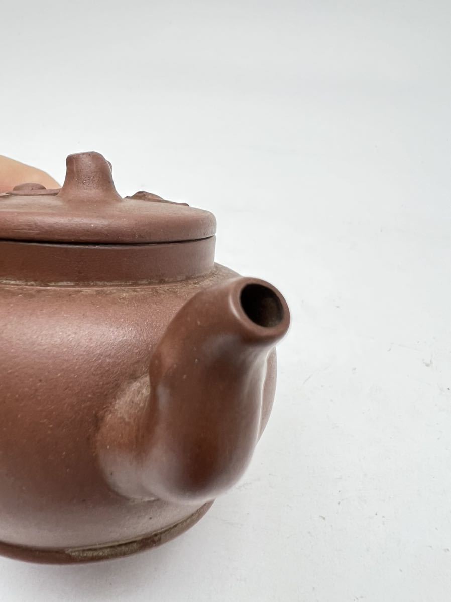 紫砂 急須 朱泥 清時代 茶道具 【白翼】宜興紫砂 江記 寿桃 急須 ☆ 唐