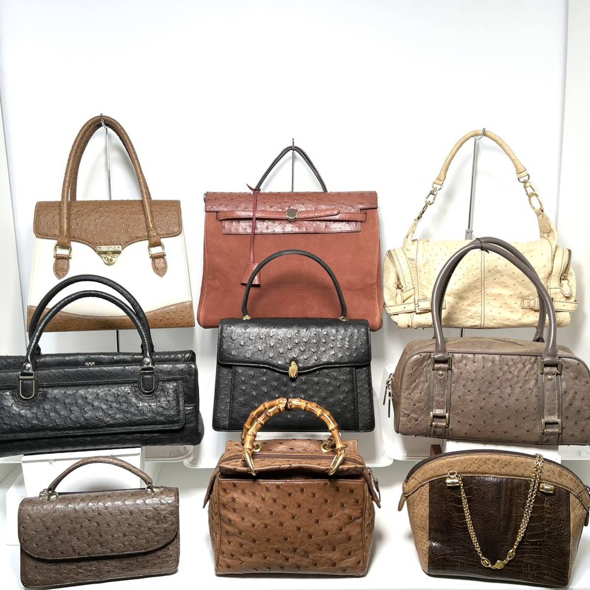 ☆美品☆ Ostrich leather オーストリッチ ダチョウ革 オーストリッチ 