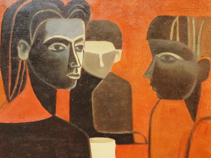 ☆ 人物・抽象 日本 大沢昌助 中古絵画 額装 人物の構図 ☆(人物画